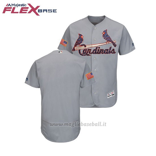 Maglia Baseball Uomo St. Louis Cardinals 2018 Stars & Stripes Flex Base Grigio